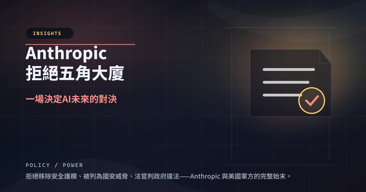 Anthropic 拒絕五角大廈：一場決定 AI 未來的對決