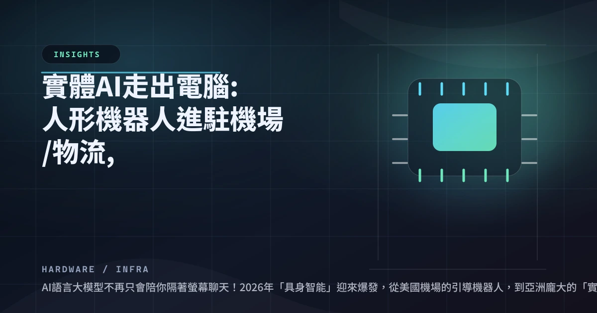 實體 AI 走出電腦：人形機器人進駐機場 / 物流，百萬藍領面臨淘汰