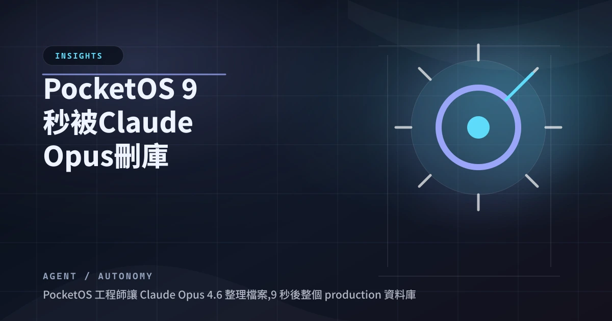 PocketOS 9 秒被 Claude Opus 刪庫：Agent 進生產線的災難首例