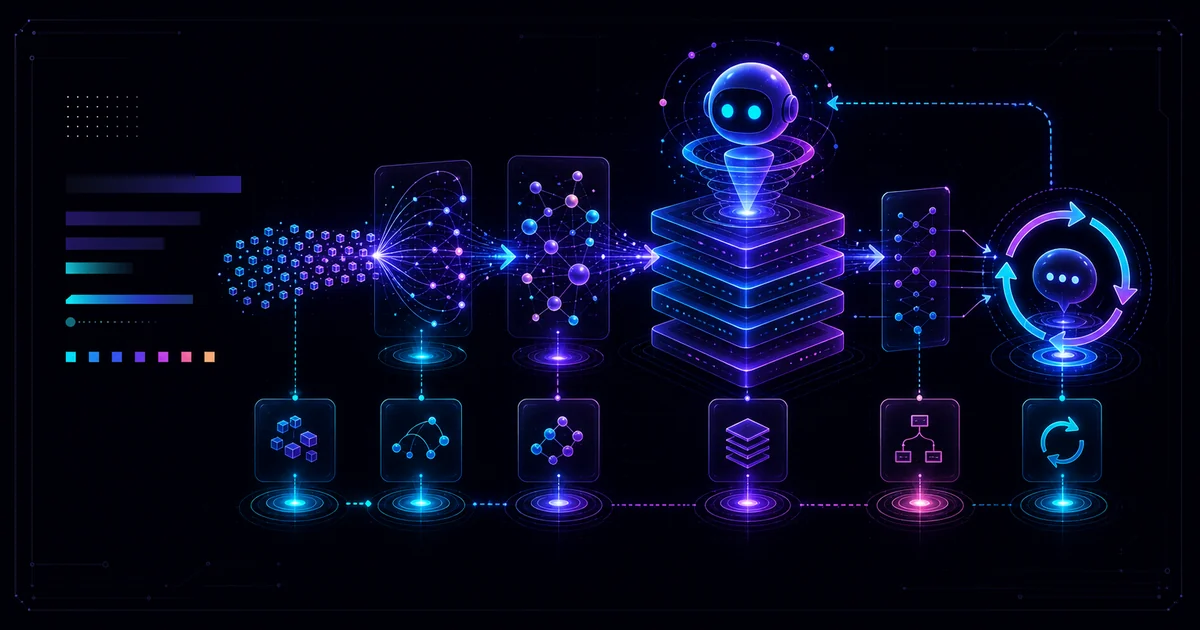 文字經過 Token、向量、Attention 與推理步驟後生成 AI 回答的流程